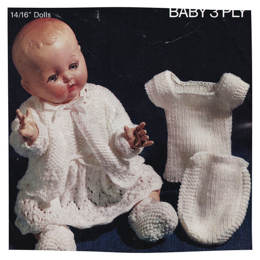 Vintage Baby Doll 14/16 inch Clothes Knitting Pattern