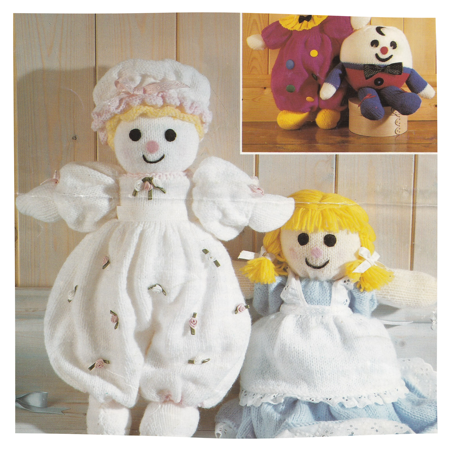 Toy Knitting Pattern with Clown, Humpty Dumpty, Alice in Wonderland and Baby Doll