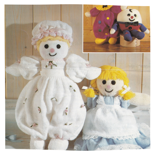 Toy Knitting Pattern with Clown, Humpty Dumpty, Alice in Wonderland and Baby Doll
