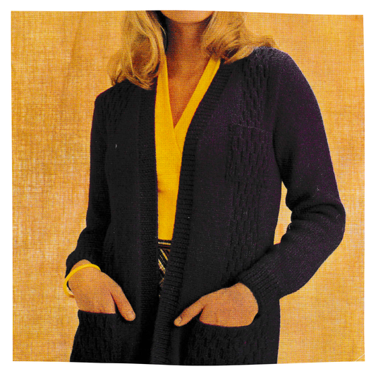 Cardigan with pocket for ladies knitting pattern