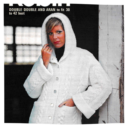 Ladies Hooded Aran Jacket Vintage Knitting Pattern