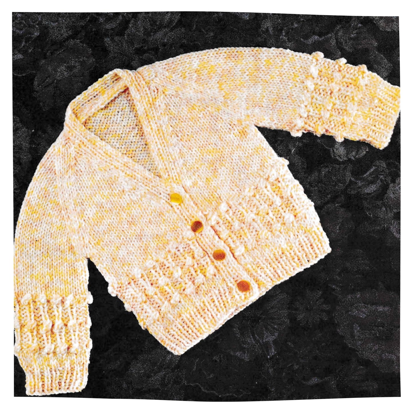 Vintage Baby Cardigan Pattern with Bobble Sleeves - DK yarn