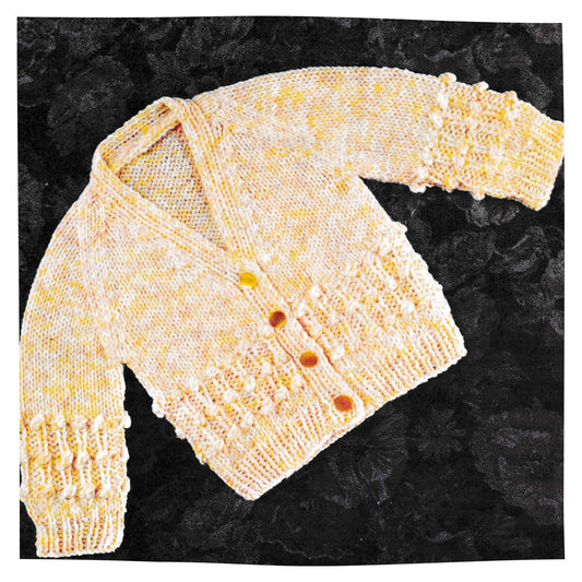 Vintage Baby Cardigan Pattern with Bobble Sleeves - DK yarn