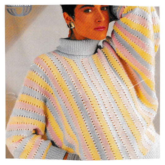 1980s Batwing Jumper for Ladies Vintage Knitting Pattern