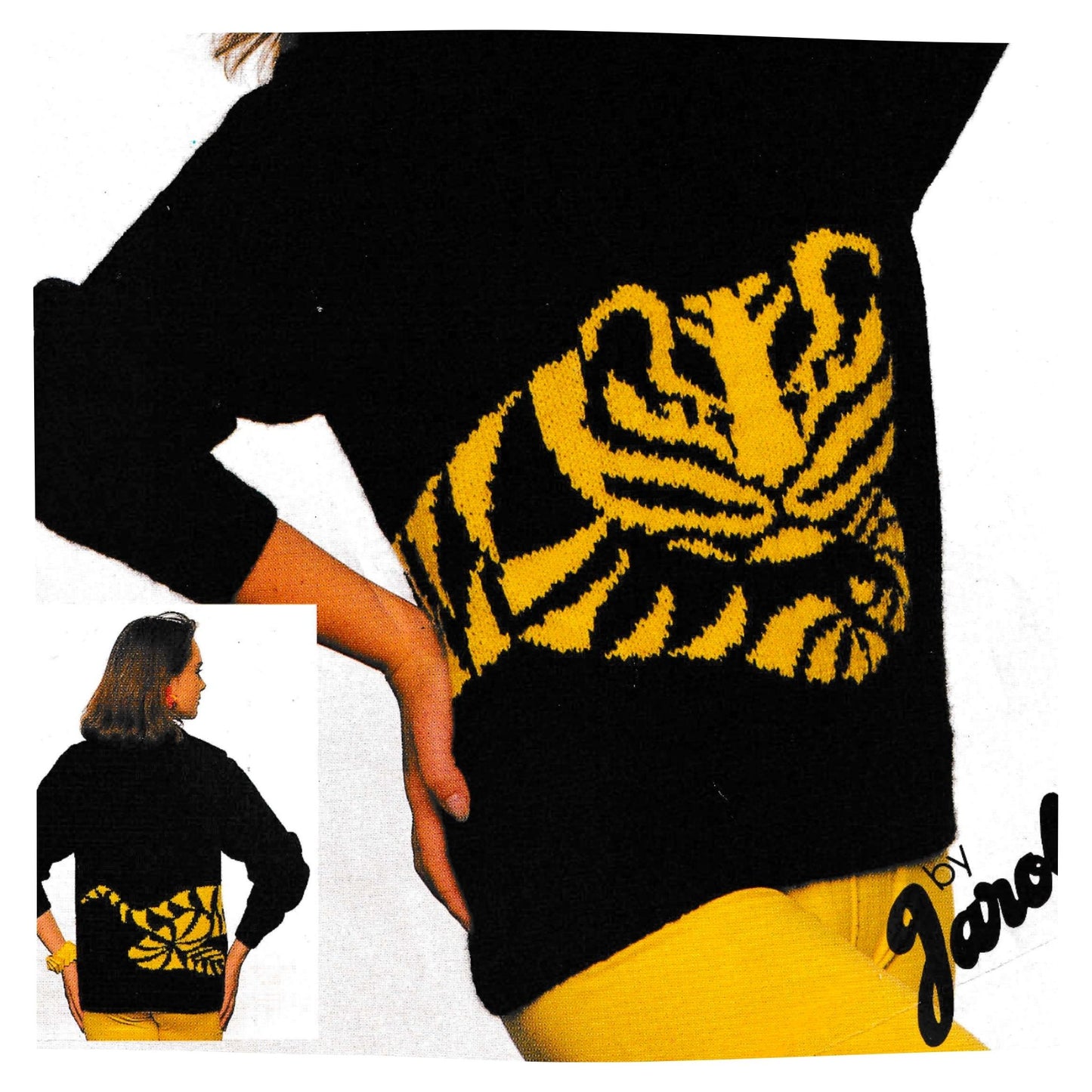 Hot Shots Tiger Intarsia Sweater Vintage Knitting Pattern for Adults