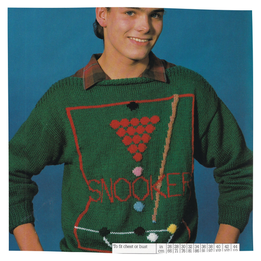 Snooker Intarsia Sweater Vintage Knitting Pattern