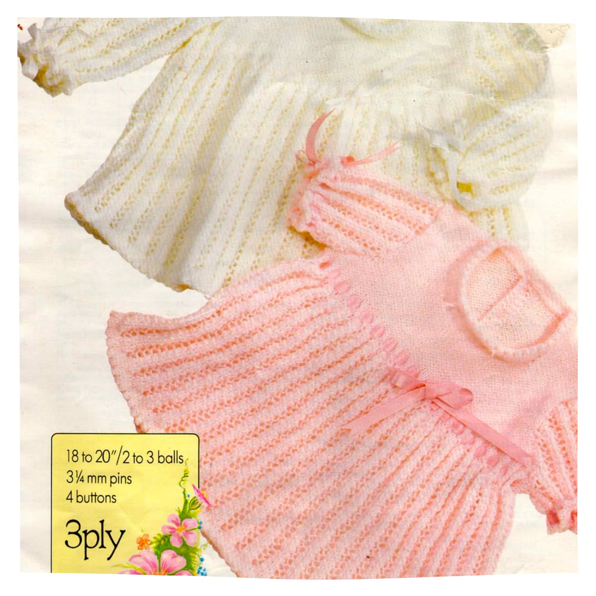 Baby Dresses 3 Ply Knitting Pattern PDF | Long & Short Sleeve