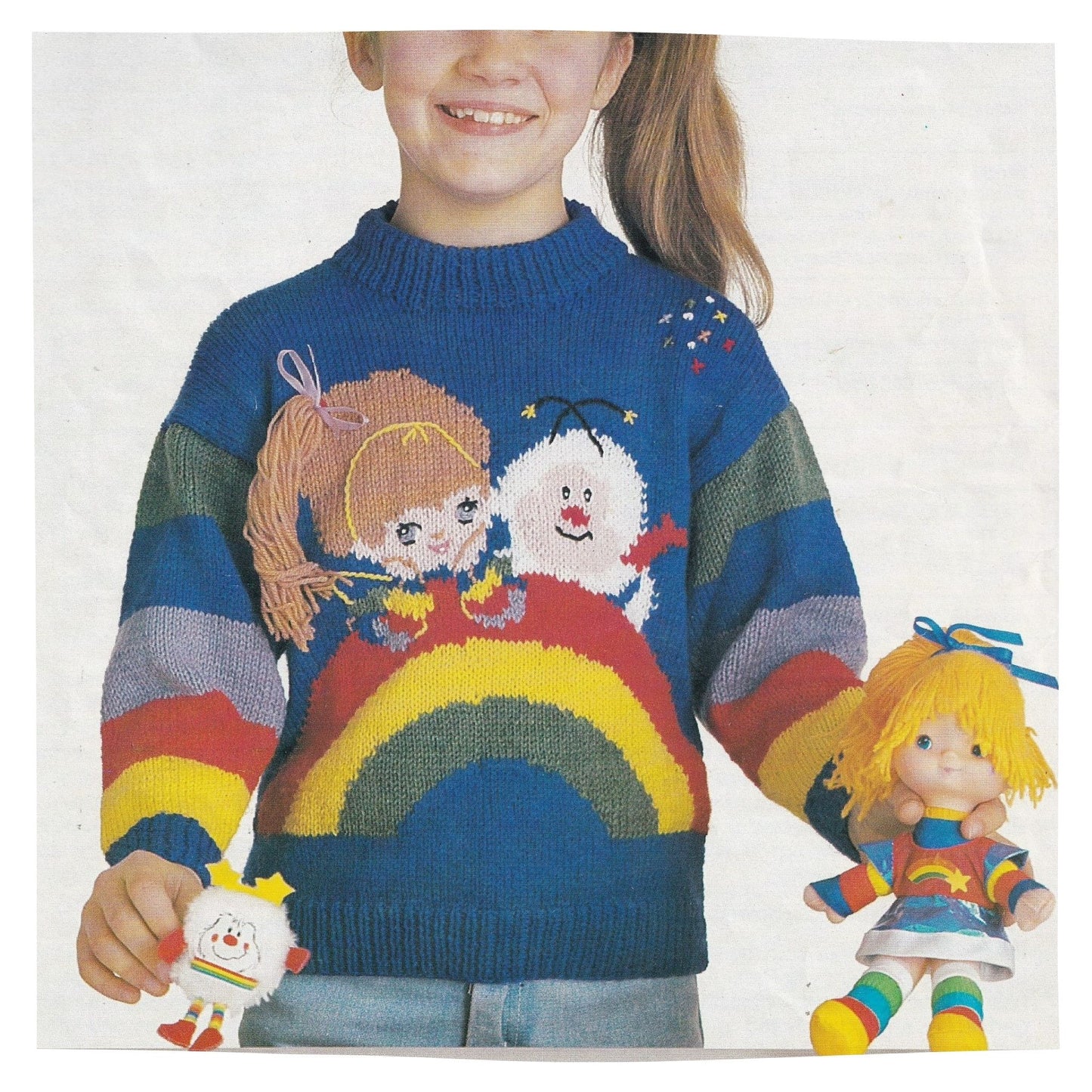 Rainbow Brite Intarsia Sweater Vintage Knitting Pattern for Children