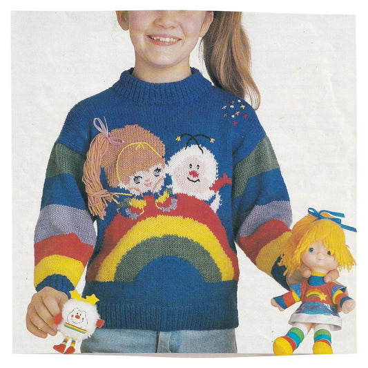 Rainbow Brite Intarsia Sweater Vintage Knitting Pattern for Children