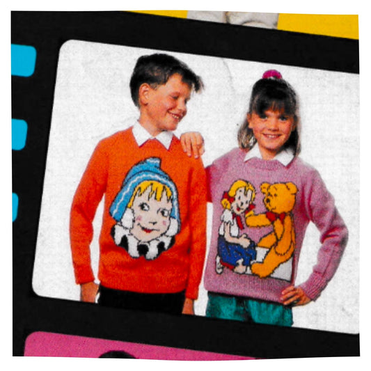 Andy Pandy Intarsia Picture Sweaters Knitting Pattern