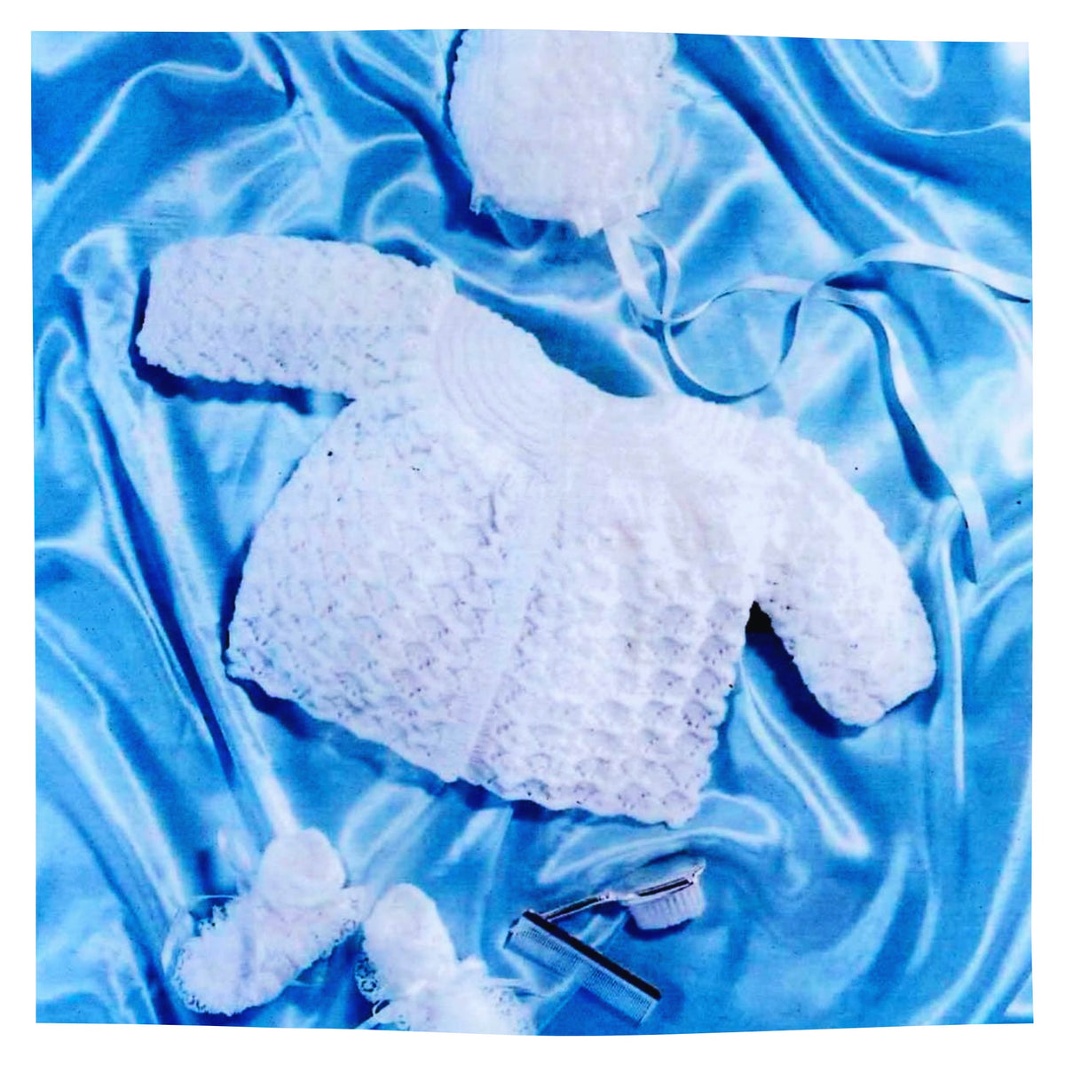Baby Matinee Coat, Bonnet & Bootees 4 Ply Knitting Pattern PDF