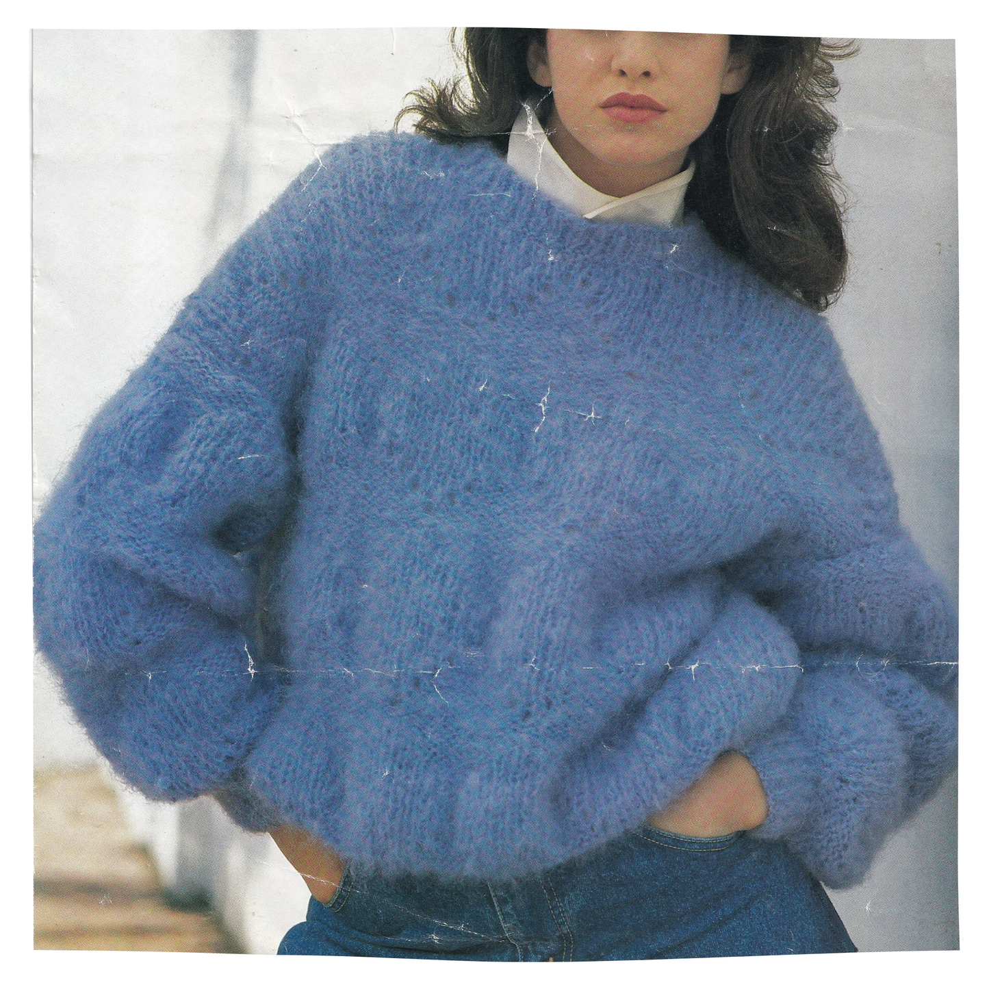 Ladies Mohair Sweater Knitting Pattern from 1980s
