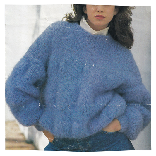 Ladies Mohair Sweater Knitting Pattern from 1980s