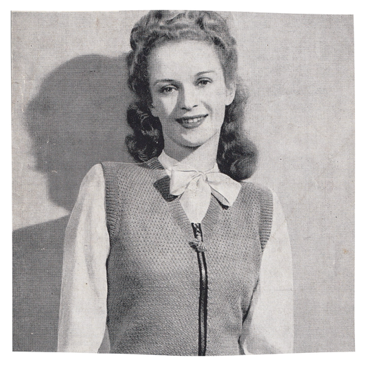 1940s knitting pattern for women's 3 ply jerkin cardigan