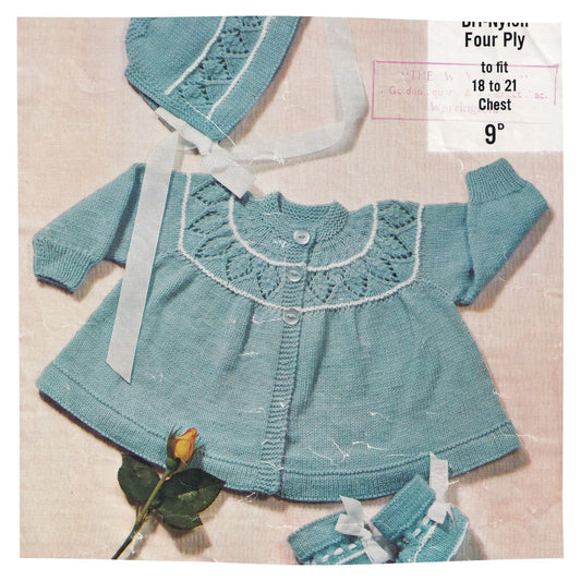 Robin 1088 Baby Matinee Coat Bonnet and Booties