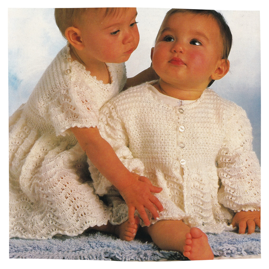 Vintage 3 ply Matinee Coat and Dress Set Knitting Pattern