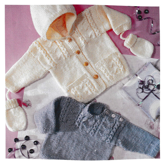 Baby Sweater Jacket and Mittens Set in DK