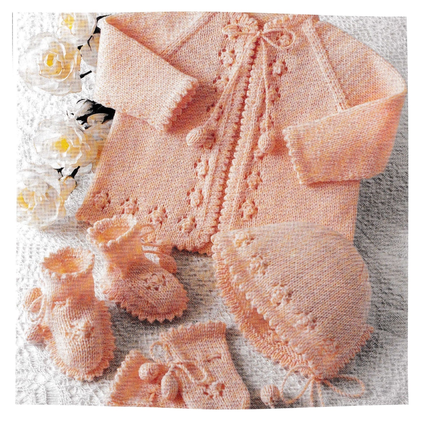 4 Ply Baby Matinee Coat Bonnet and Booties Pram Set Knitting Pattern