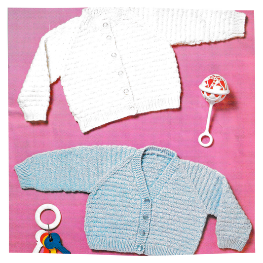 Textured baby cardigans vintage knitting pattern