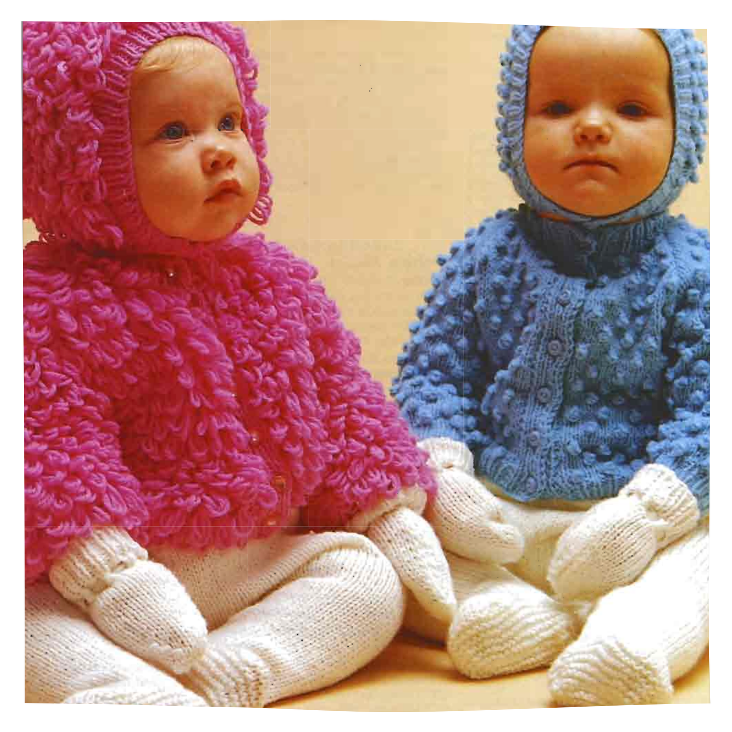 Vintage Knitting Pattern for Baby Loopy and Bobble Cardigan Jacket with Hood