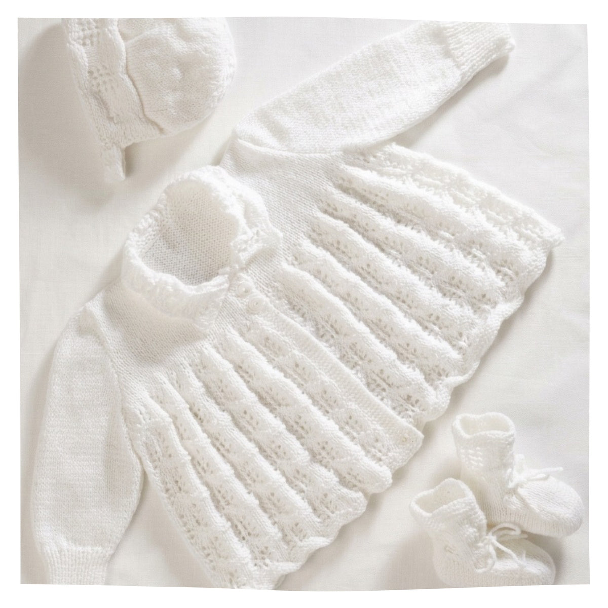 Baby Matinee Cardigan Set 3 Ply Knitting Pattern PDF