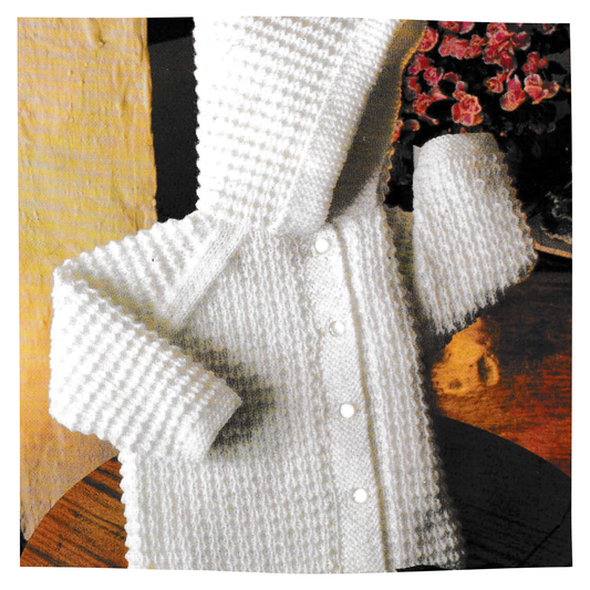 Vintage Knitting Pattern for Baby and Child Cardigan Jacket with Hood