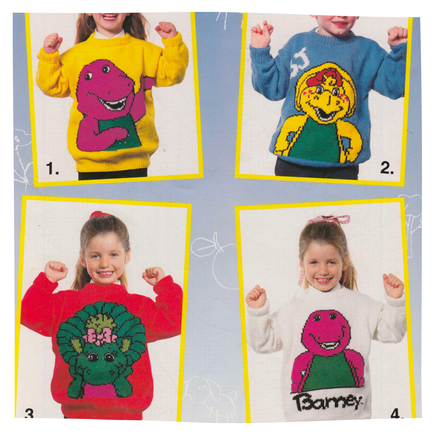 Barney the Dinosaur Intarsia Picture Sweaters Knitting Pattern