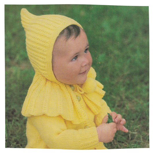Baby Pram Set with Pixie Hood Vintage Knitting Pattern