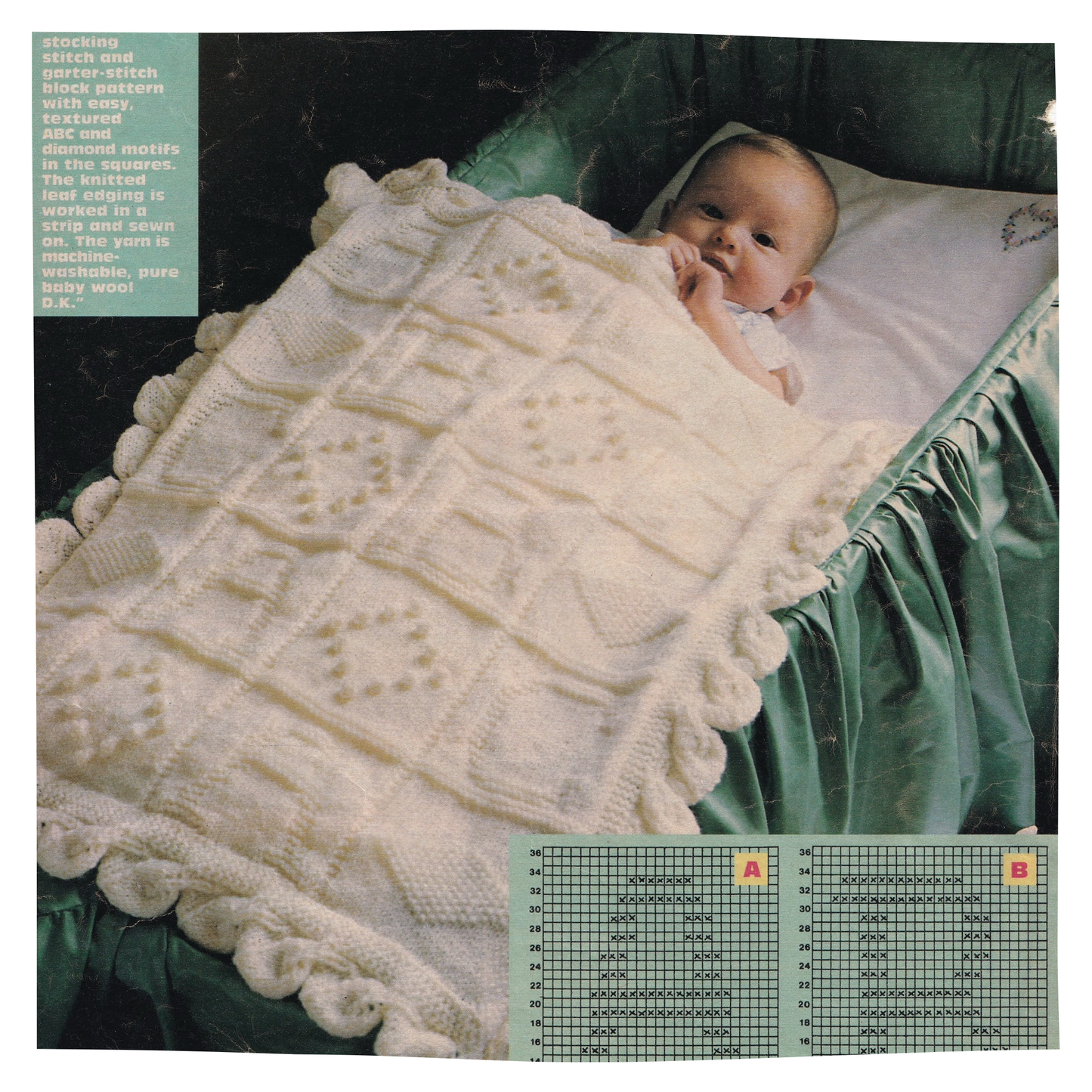 ABC Baby Blanket Vintage Knitting Pattern