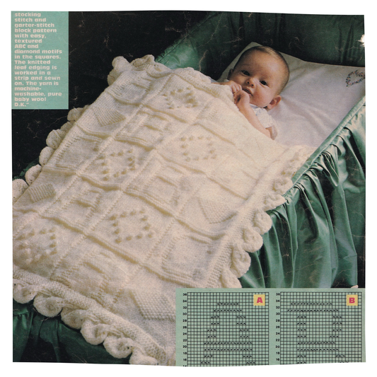 ABC Baby Blanket Vintage Knitting Pattern