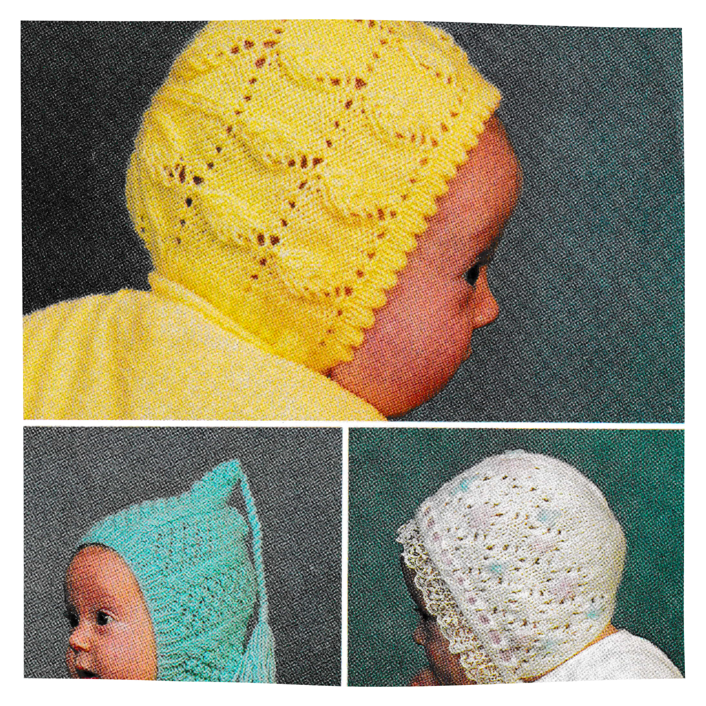 Baby Bonnets Vintage Knitting Pattern size 0-4m
