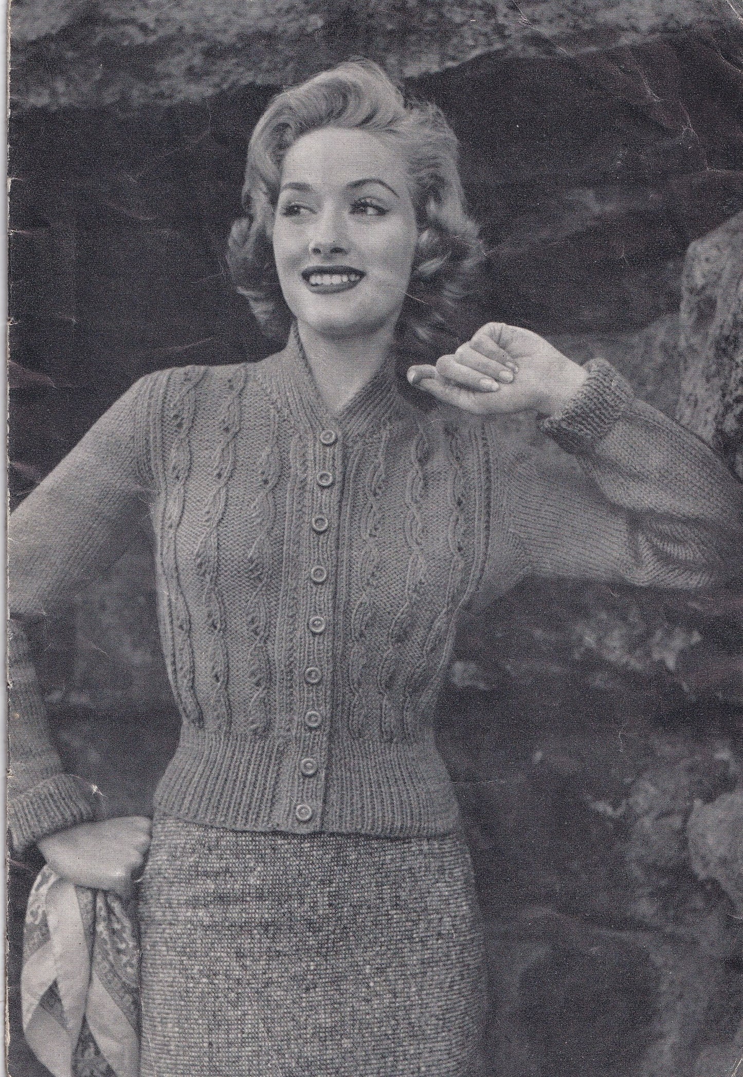 Ladies Vintage Cardigan Knitting Pattern "Buttons and Boulders"