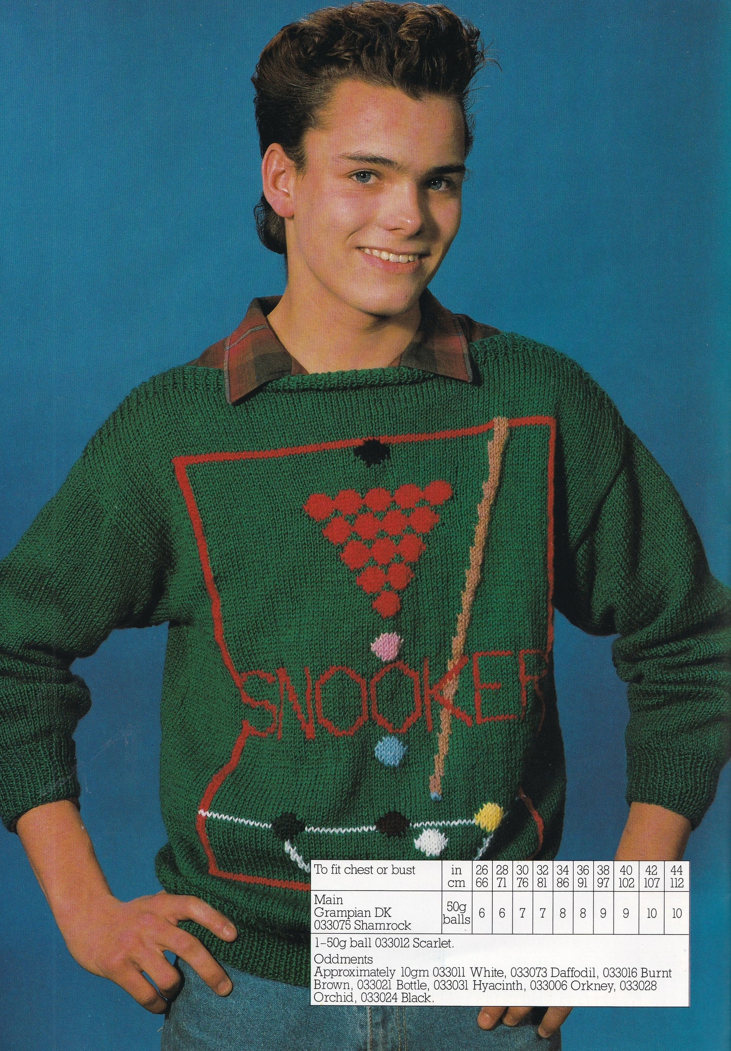 Snooker Intarsia Sweater Vintage Knitting Pattern