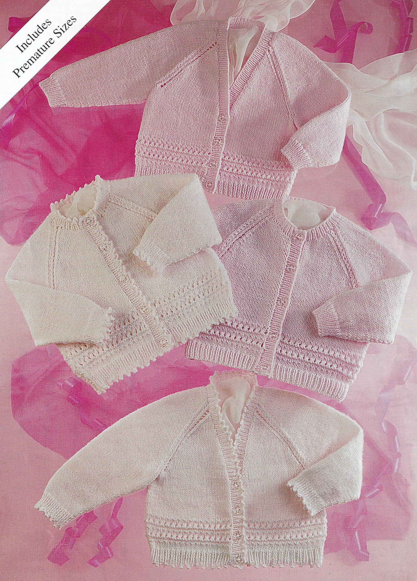 Baby Cardigans in 4 Ply inc premature size