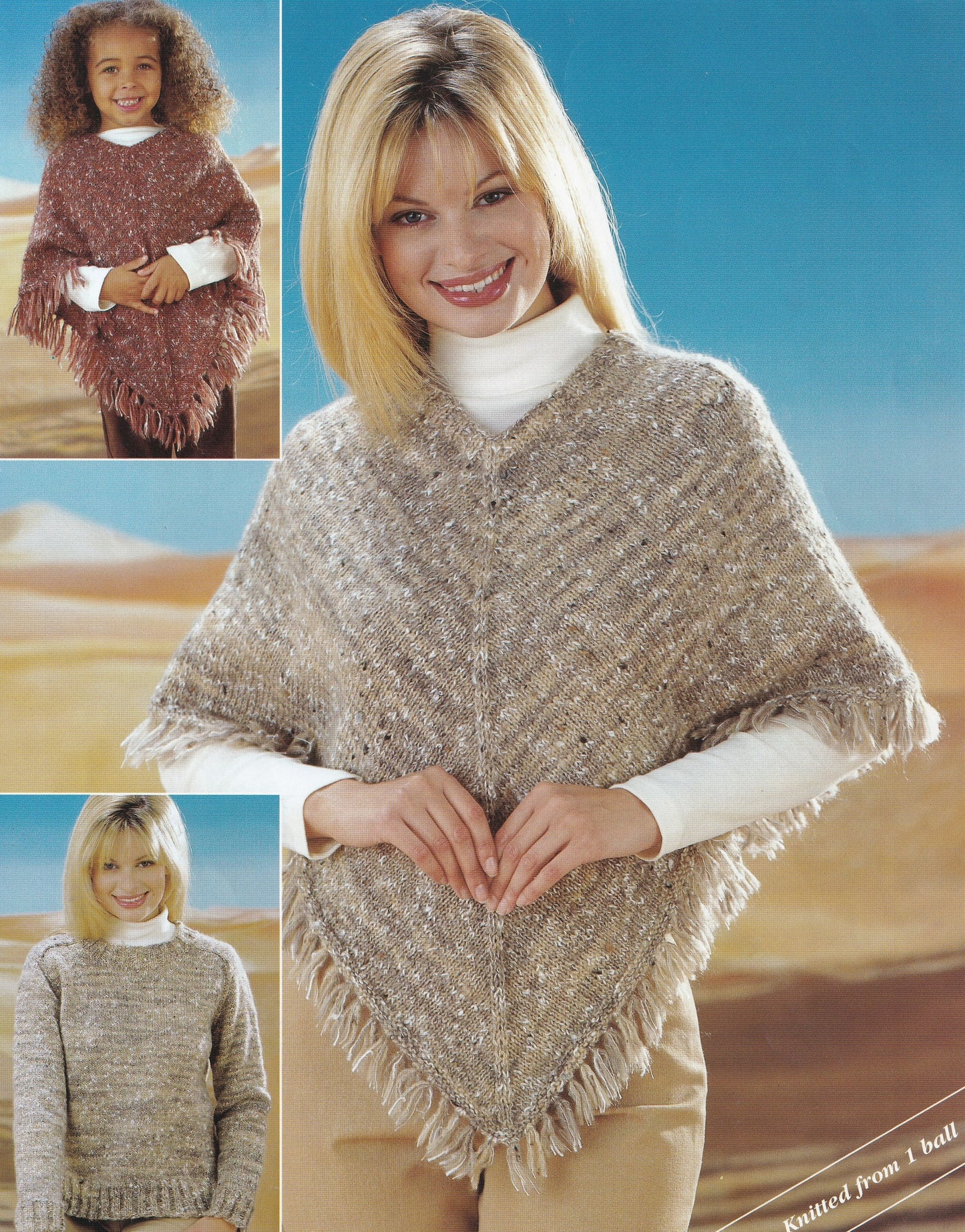 Poncho in Aran Yarn for Women and Girls Vintage Knitting Pattern