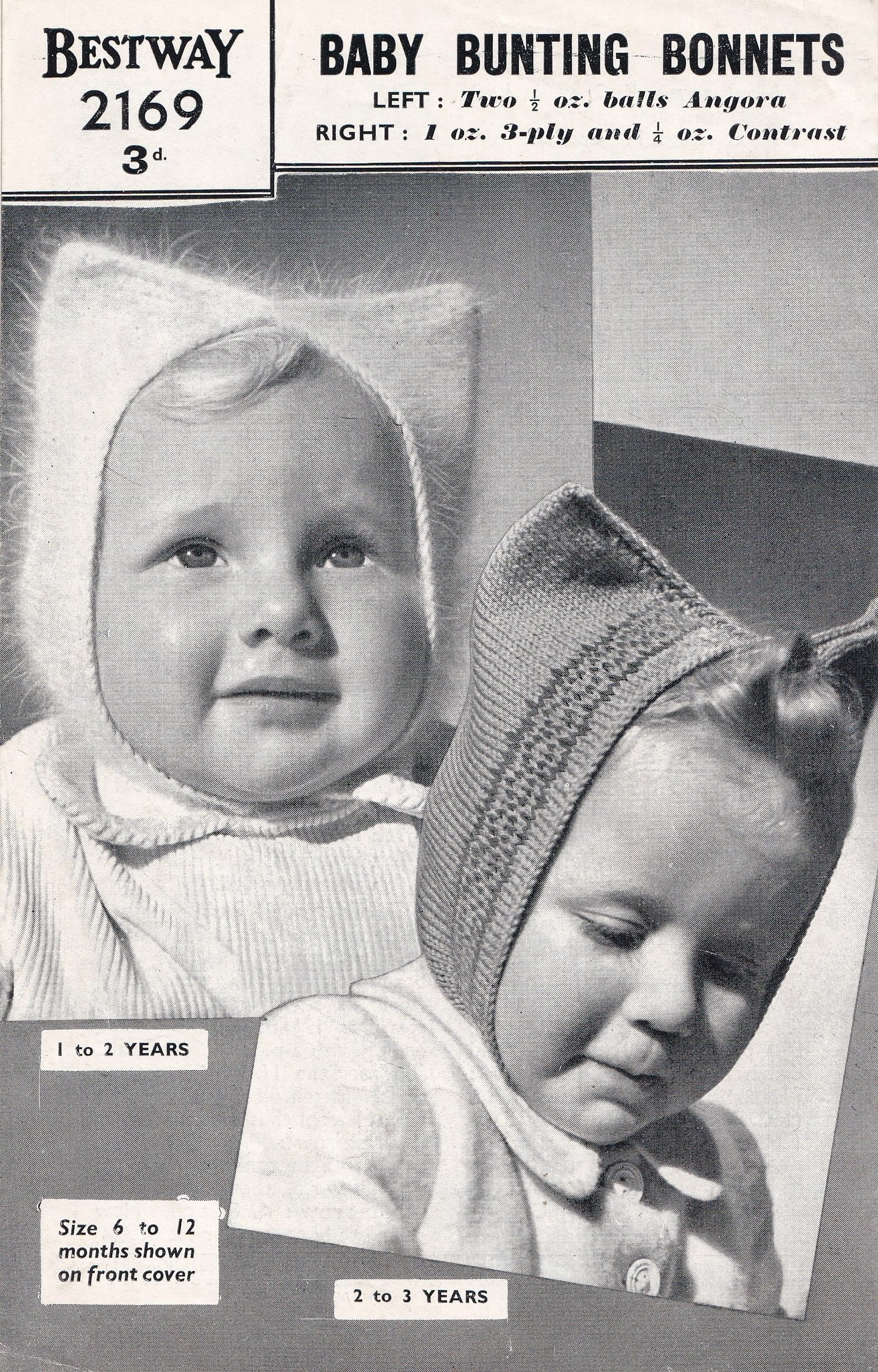Bestway 2169 Baby Bunting Bonnets Vintage Knitting Pattern - cat ear style hat