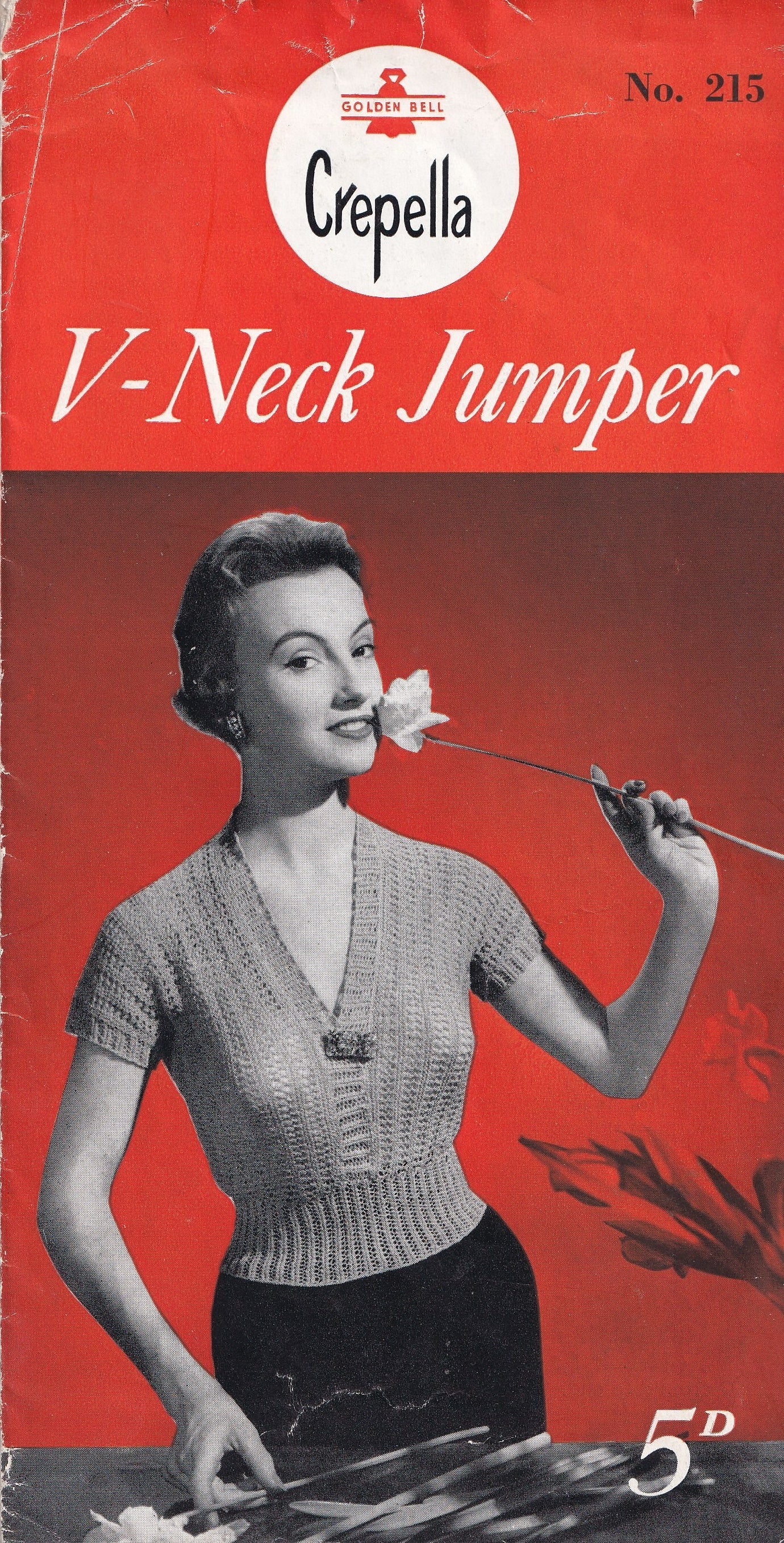 Crepella no 215 V Neck Jumper for Women Knitting Pattern