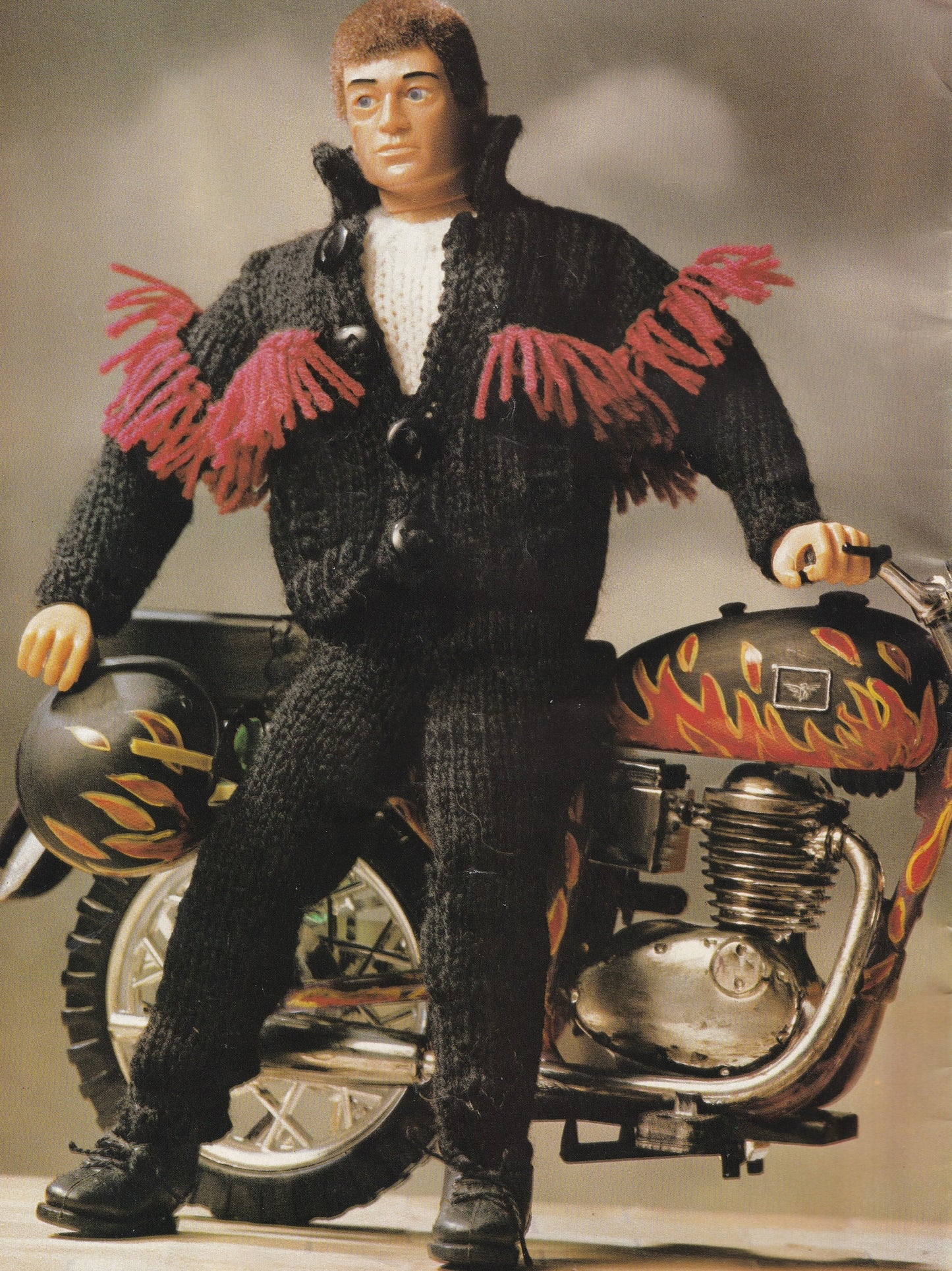 Action Man Dolls Clothes Knitting Pattern including Biker Jacket