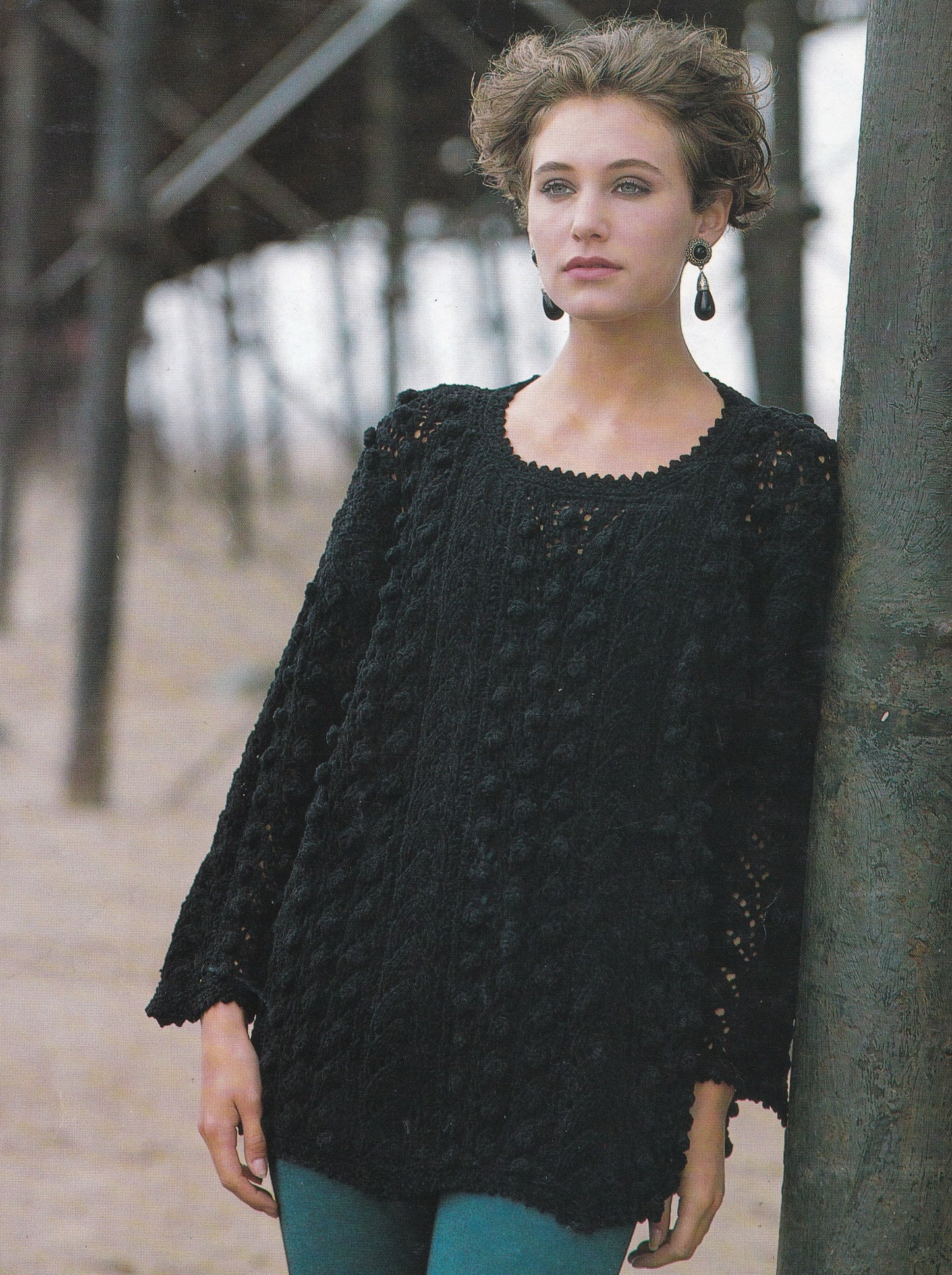 Ladies Long Aran Sweater Knitting Pattern