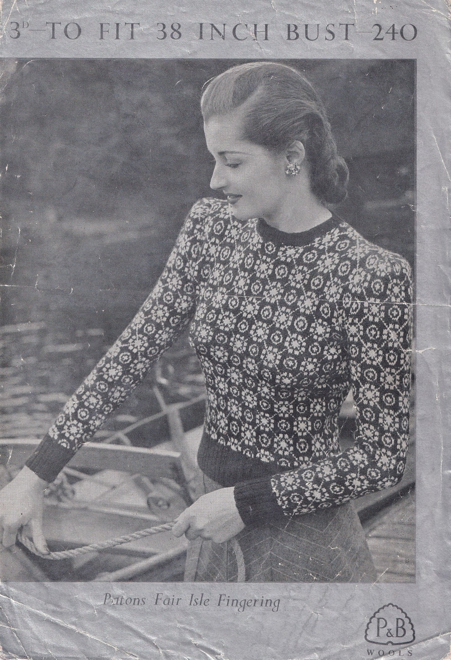 P&B 240 1940s Knitting Pattern for Women's Fair Isle Jumper