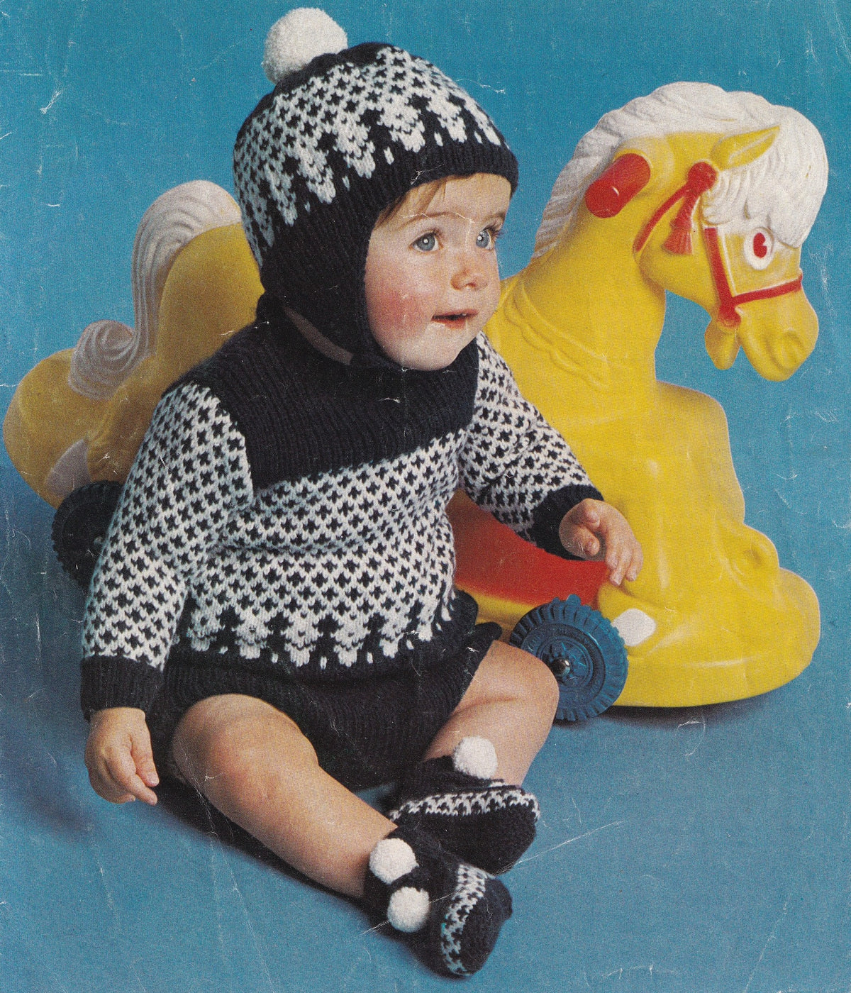 Vintage Baby Boy 4 Ply Fair Isle Pram Set Knitting Pattern PDF