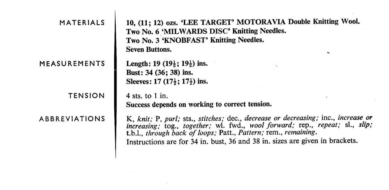 Lee Target 1284 Ladies Raglan Cardigan Vintage Knitting Pattern