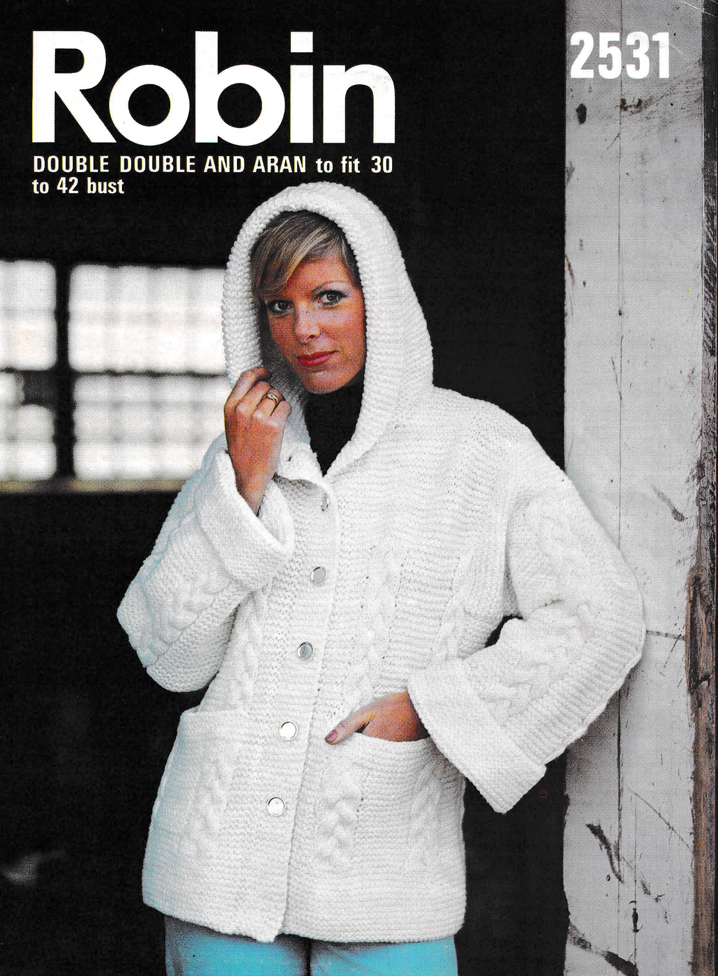 Ladies Hooded Aran Jacket Vintage Knitting Pattern