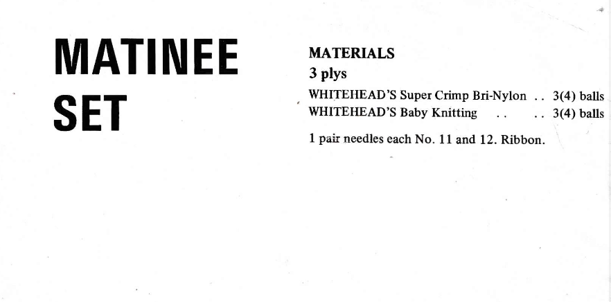 3 Ply Matinee Coat and Booties Set Pattern