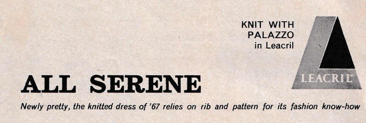All Serene Ladies 1960s Dress Knitting Pattern