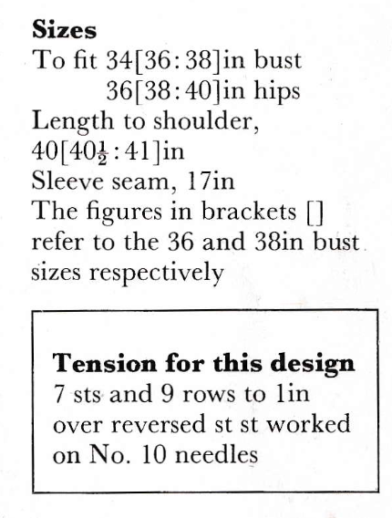 Inside Out Coat Vintage Knitting Pattern
