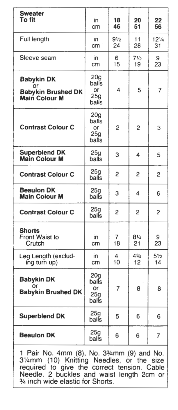 Baby boy set with sweater and shorts knitting pattern