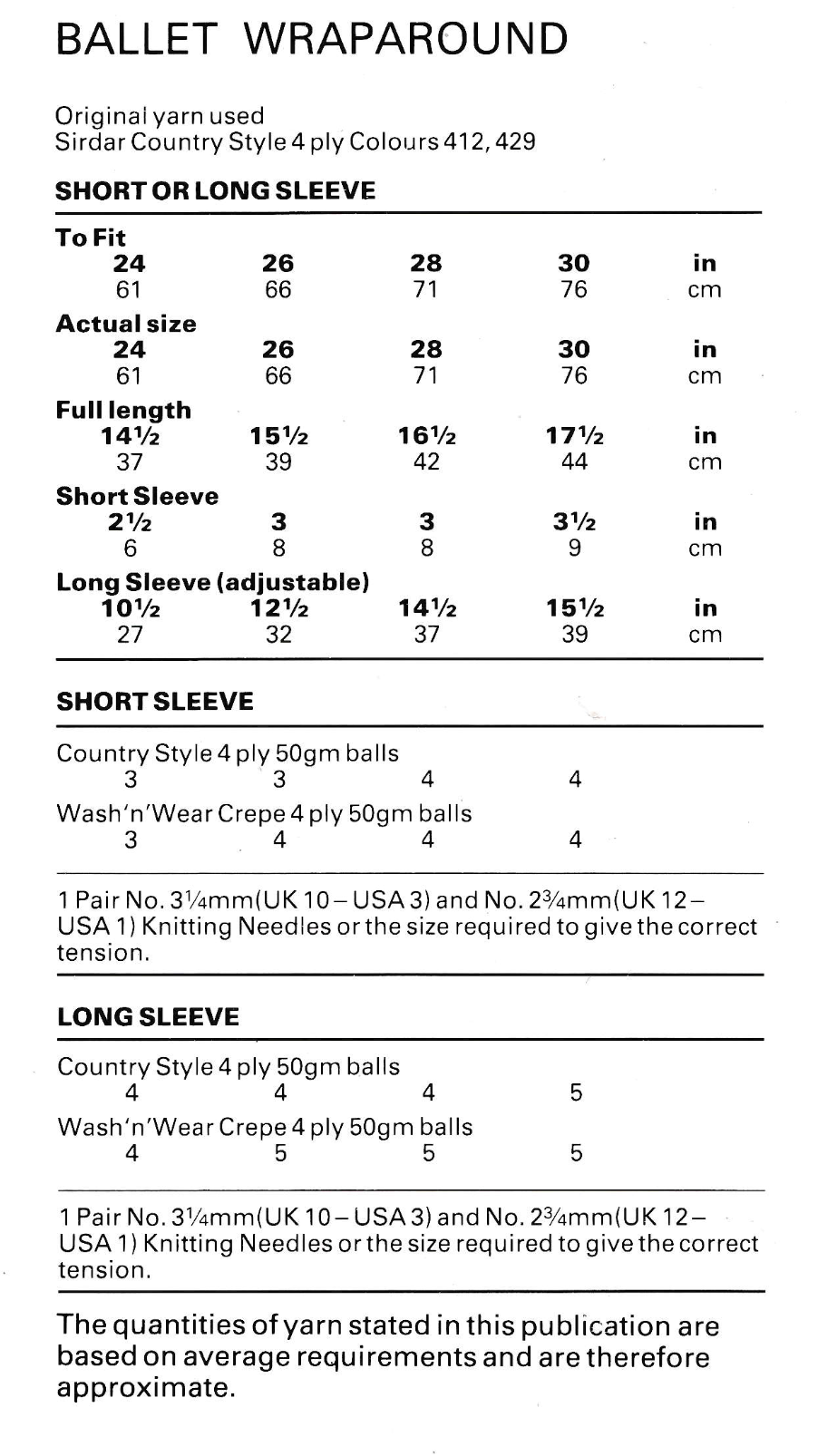 Girls Ballet Cardigan Knitting Pattern in 4 Ply