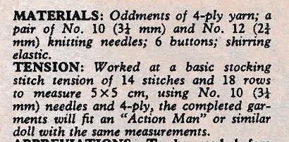 Action Man Dolls Clothes Knitting Pattern