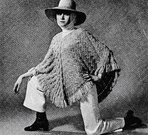 Retro Poncho, Hat and Scarf for Women Vintage Knitting Pattern